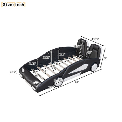 Race Car Shaped Twin Platform Bed With Wheels