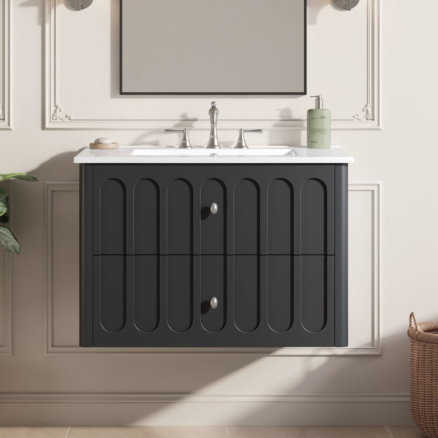 Floating Bathroom Vanity With Oval Knobs