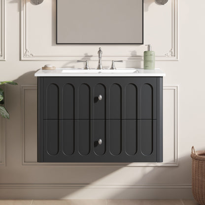 Floating Bathroom Vanity With Oval Knobs