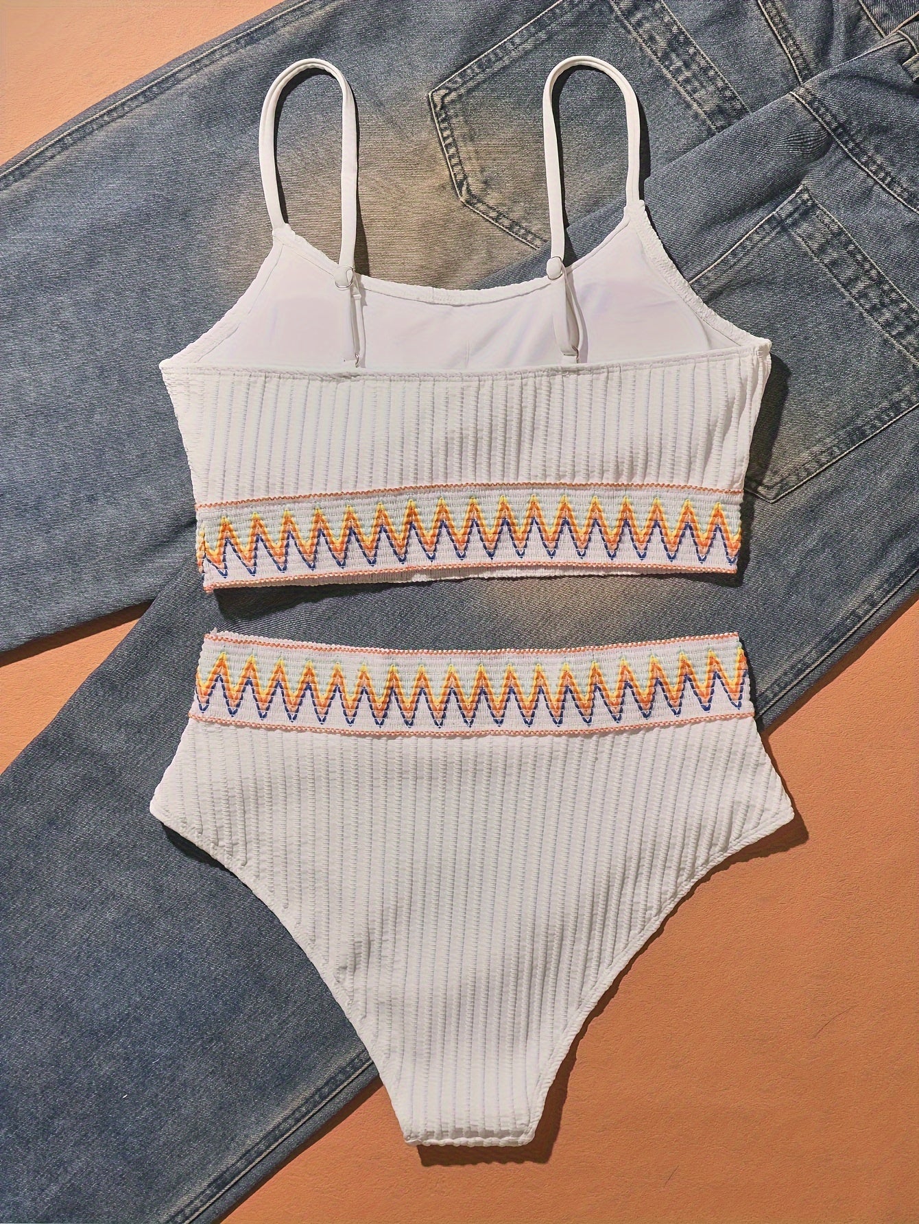 Bikini Scoop Neck High Waist 2 Piece Swimsuit for Women