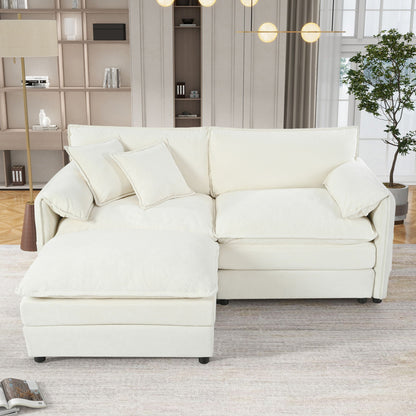 Deep Seat Modular Sectional Sofa Cloud Couch With Ottoman
