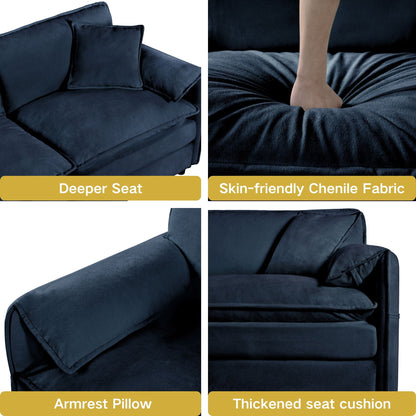 Deep Seat Modular Sectional Sofa Cloud Couch With Ottoman