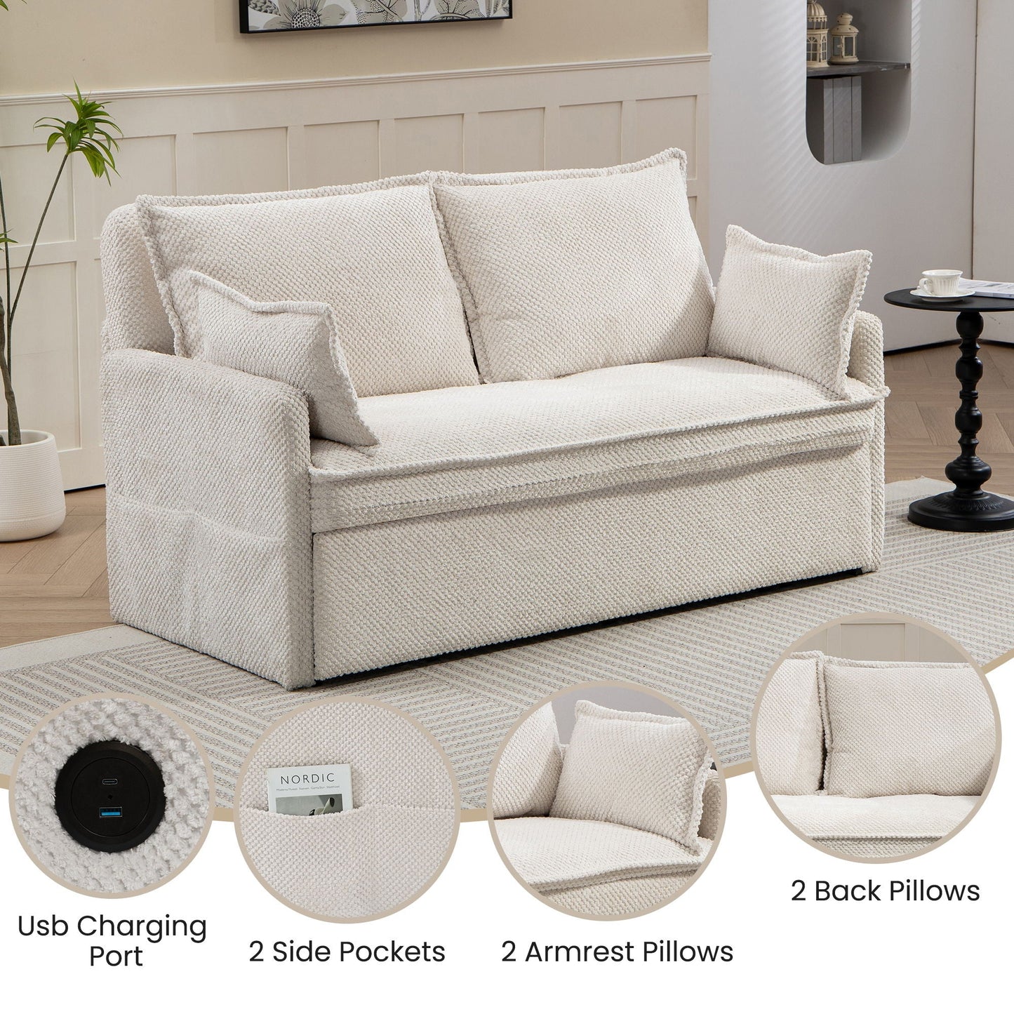 Pull Out Sofa Bed, Convertible Sleeper Sofa