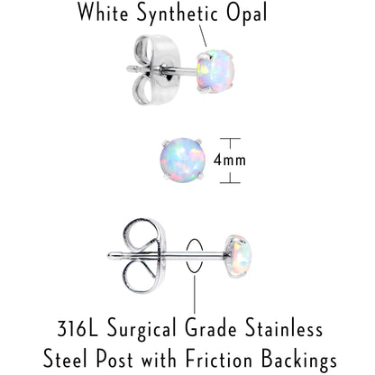 Opal Stainless Steel Post Stud Earring  Set of 3