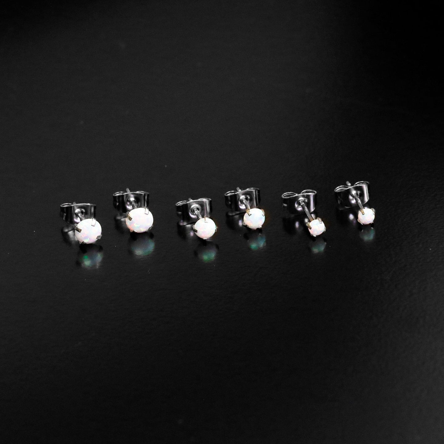 Opal Stainless Steel Post Stud Earring  Set of 3