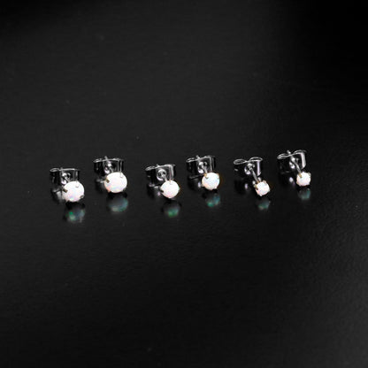 Opal Stainless Steel Post Stud Earring  Set of 3