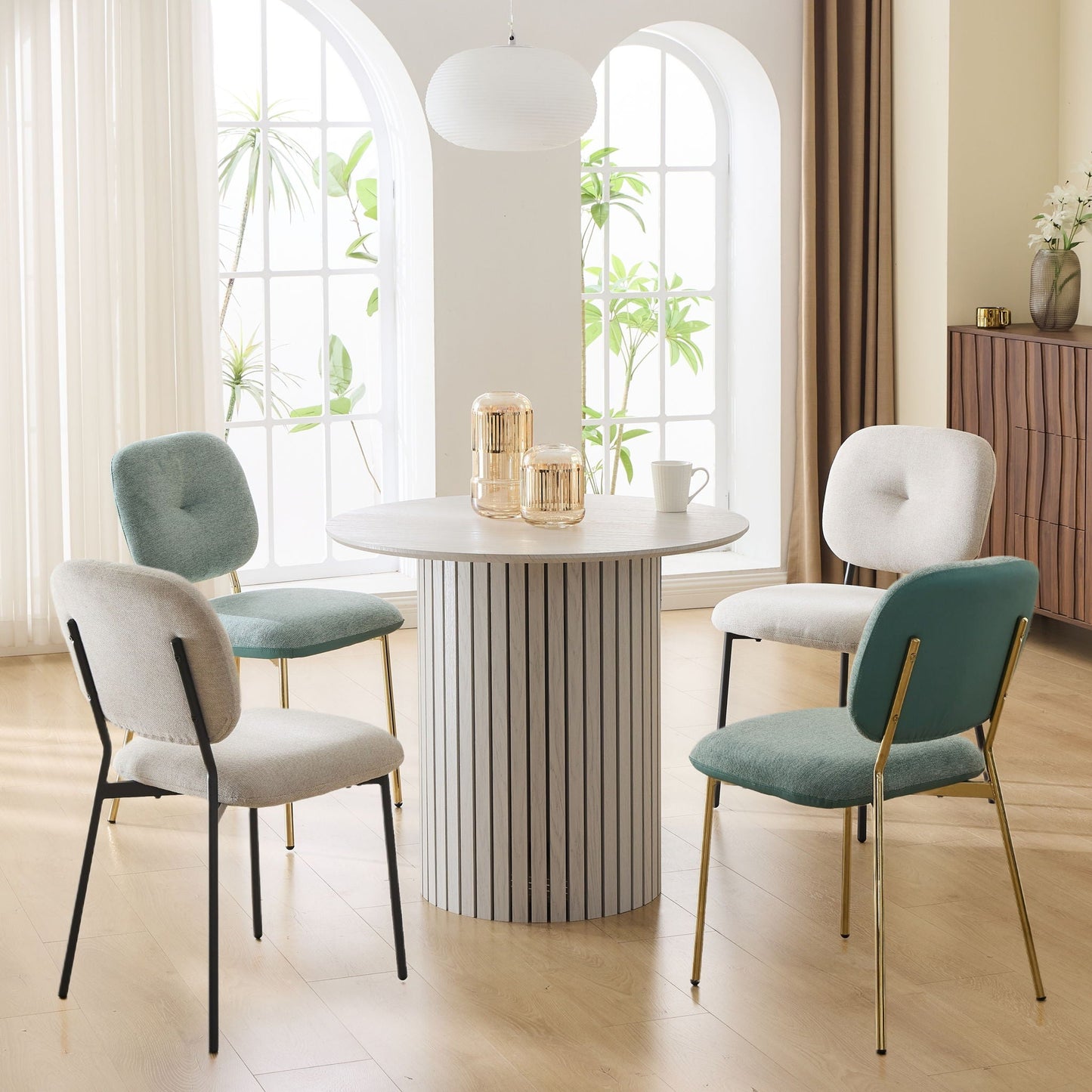 Modern 4 Person Dining Set With Bamboo