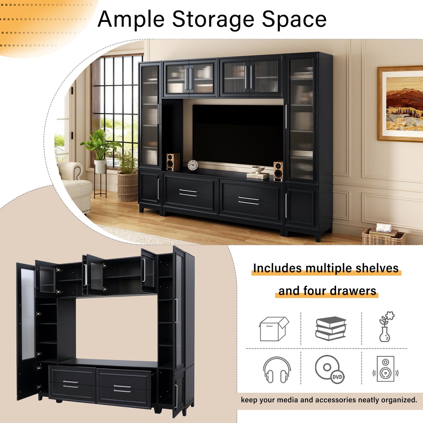 Entertainment Center With Glass Doors