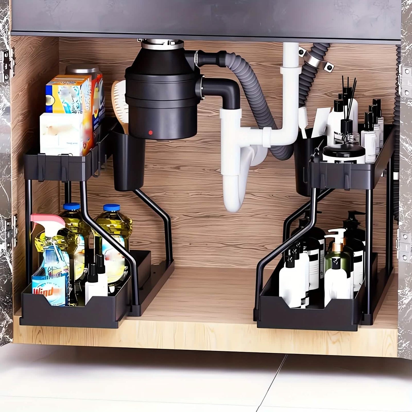 Under Sink Organizer with Sliding Shelves