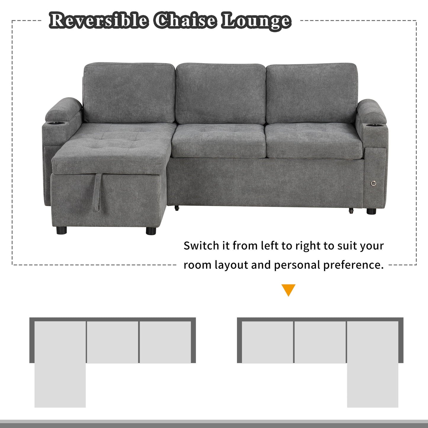 Convertible L Shaped Sofa Couch With Storage