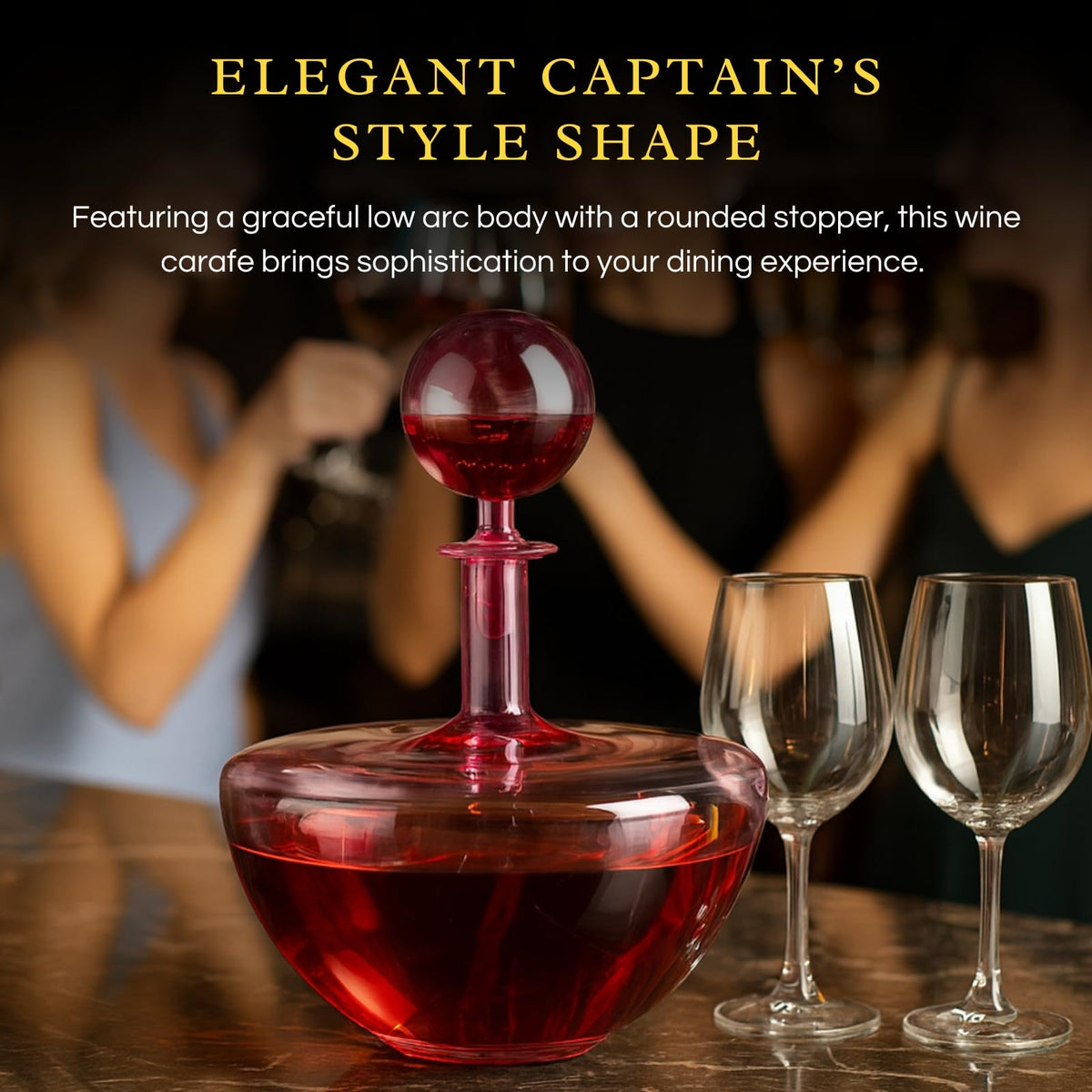 Blush Pink Low Arc Glass Decanter