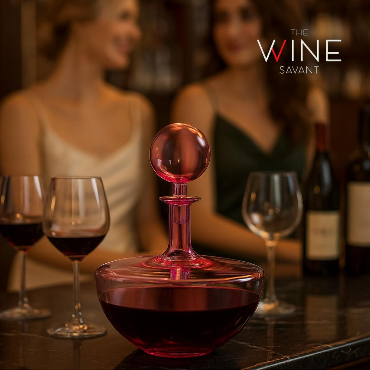 Blush Pink Low Arc Glass Decanter