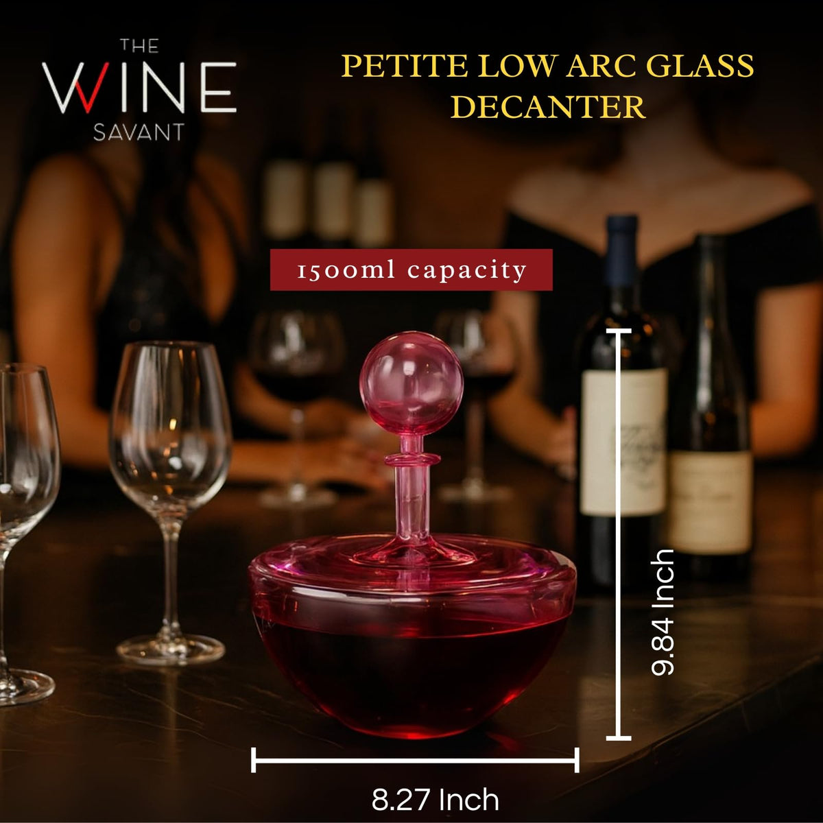 Blush Pink Low Arc Glass Decanter