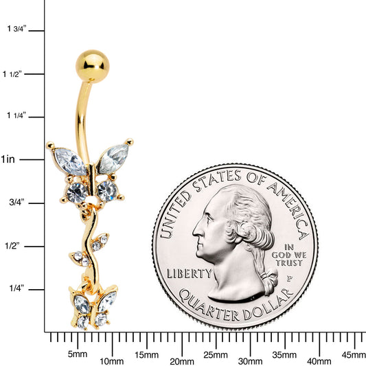 Clear Gem Butterfly Dangle Belly Ring