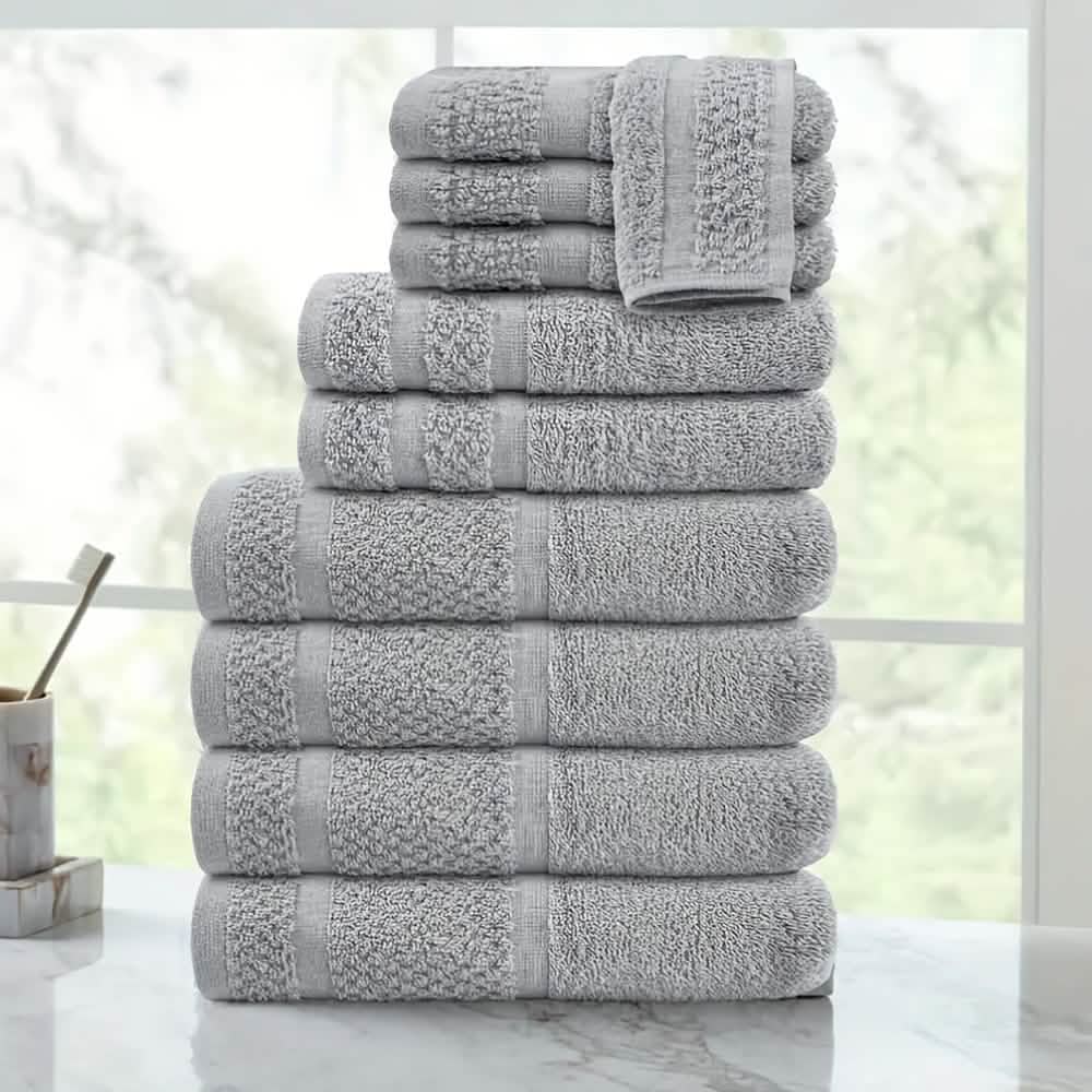 Gray Cotton Bath Towel Set