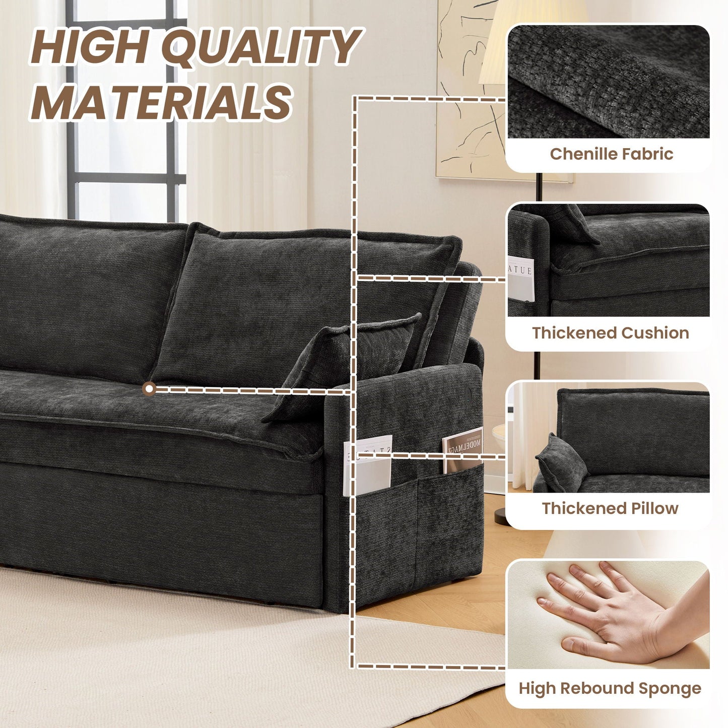 Pull Out Sofa Bed, Convertible Sleeper Sofa