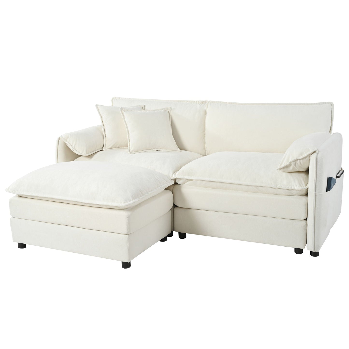 Deep Seat Modular Sectional Sofa Cloud Couch With Ottoman