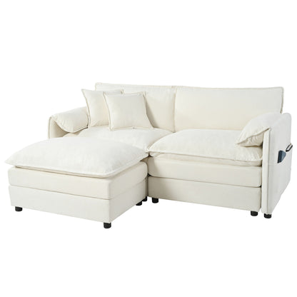 Deep Seat Modular Sectional Sofa Cloud Couch With Ottoman