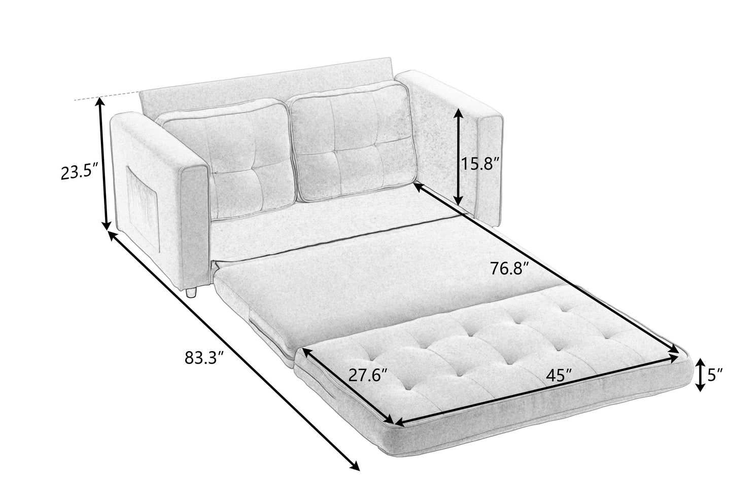 3 Fold Sofa Convertible Futon Couch sleeper