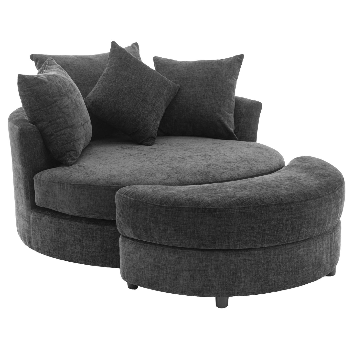 360° Swivel Accent Barrel Chair With Storage Ottoman & 4 Pillows,