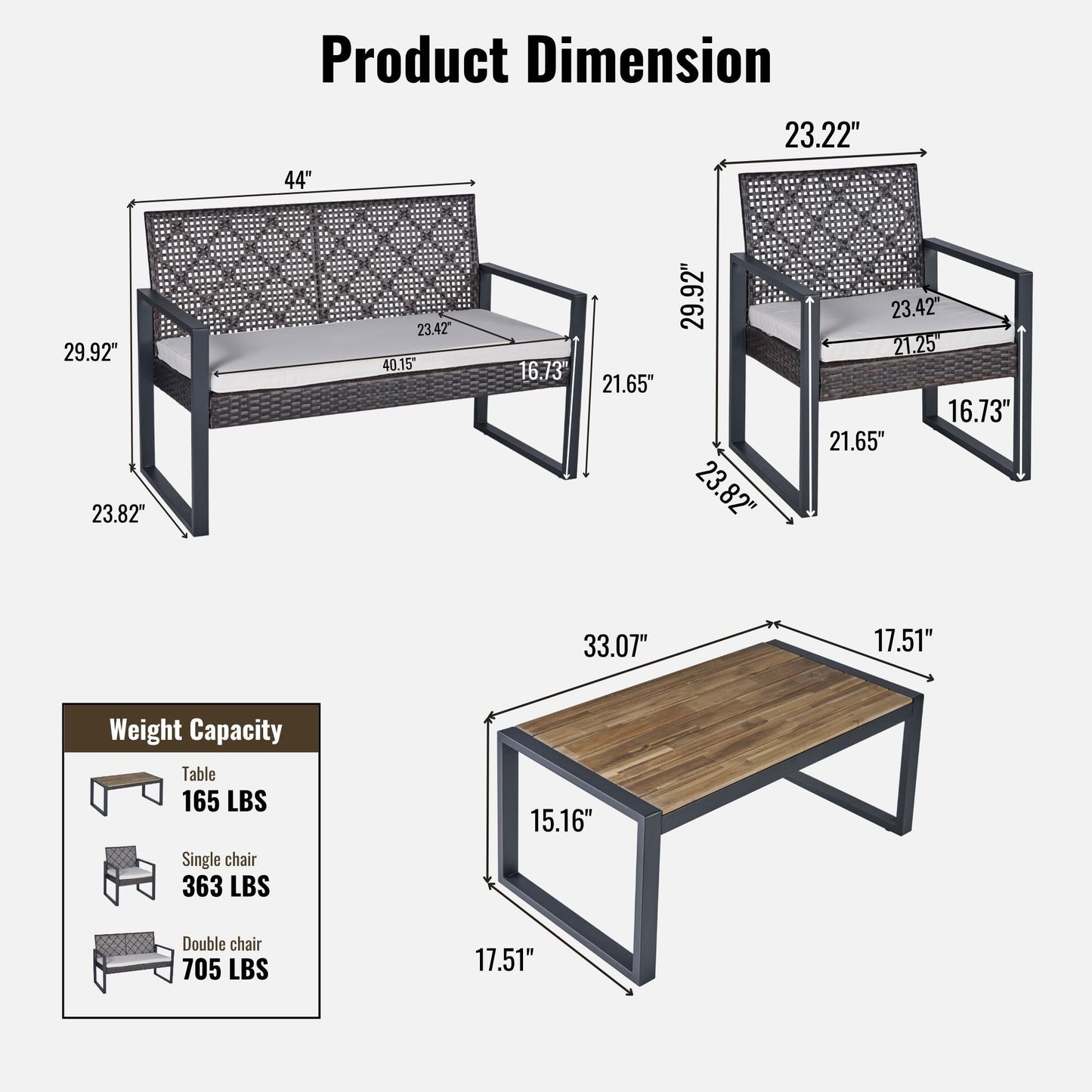 4 Piece Patio Furniture Set