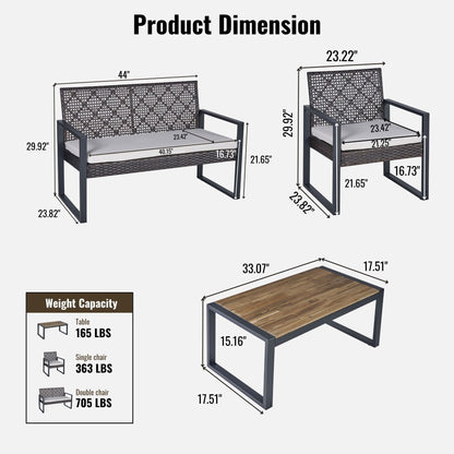 4 Piece Patio Furniture Set