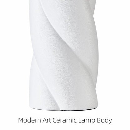 Modern Ceramic Table Lamp, White, Set of 2
