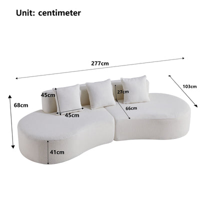 Curved Boneless Couch, Half Moon Sofa, 5 Seat