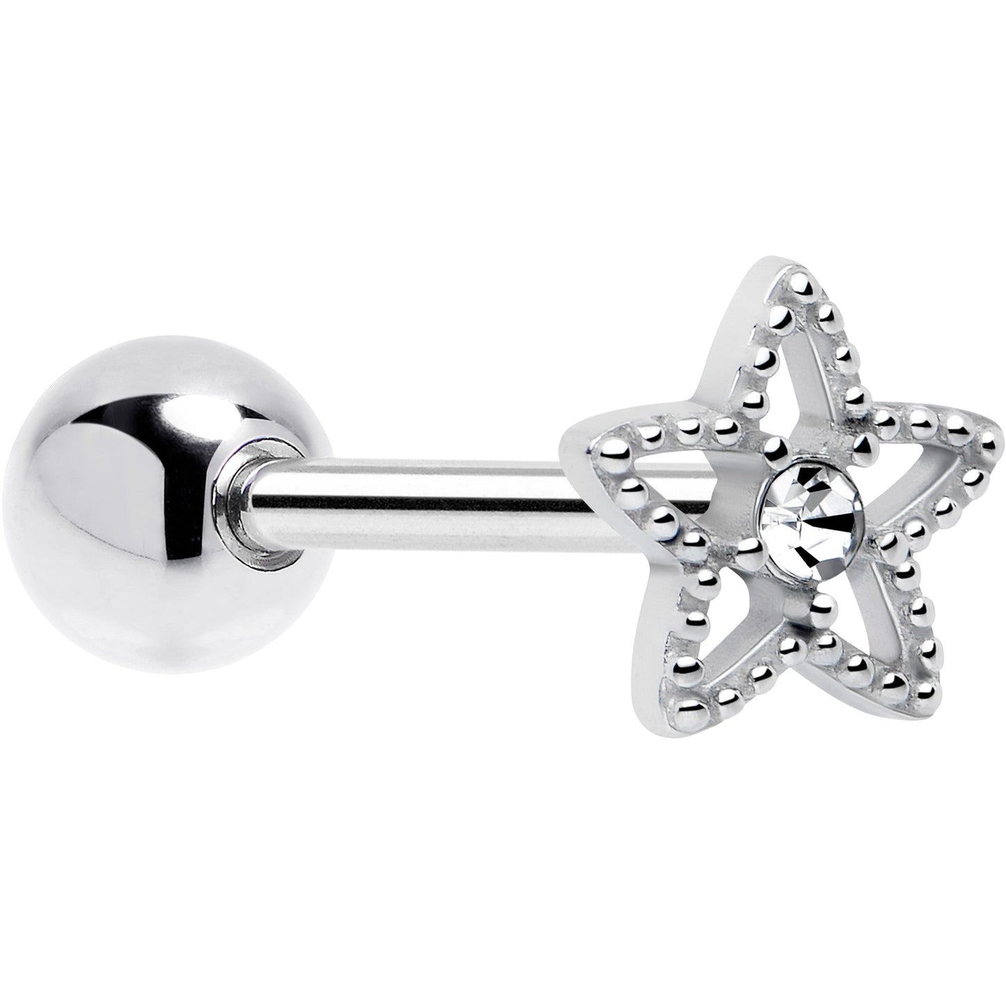 Clear Gem Star Tongue Ring