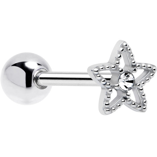 Clear Gem Star Tongue Ring