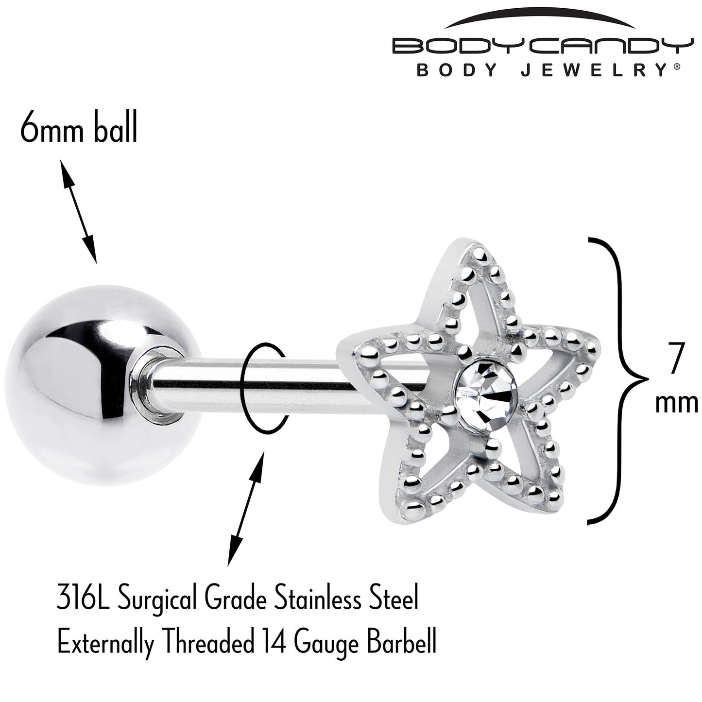 Clear Gem Star Tongue Ring