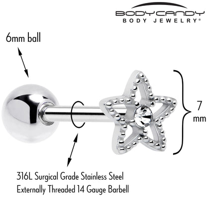 Clear Gem Star Tongue Ring