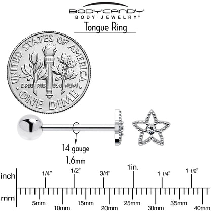 Clear Gem Star Tongue Ring