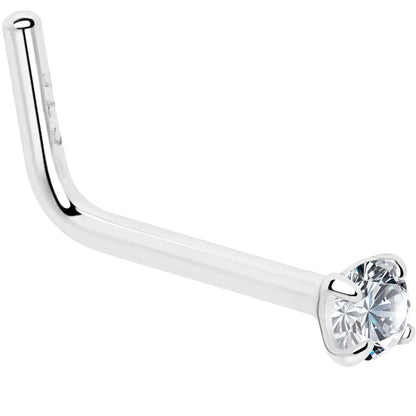 Gold Plated Sterling Silver CZ L-Shape Nose Ring