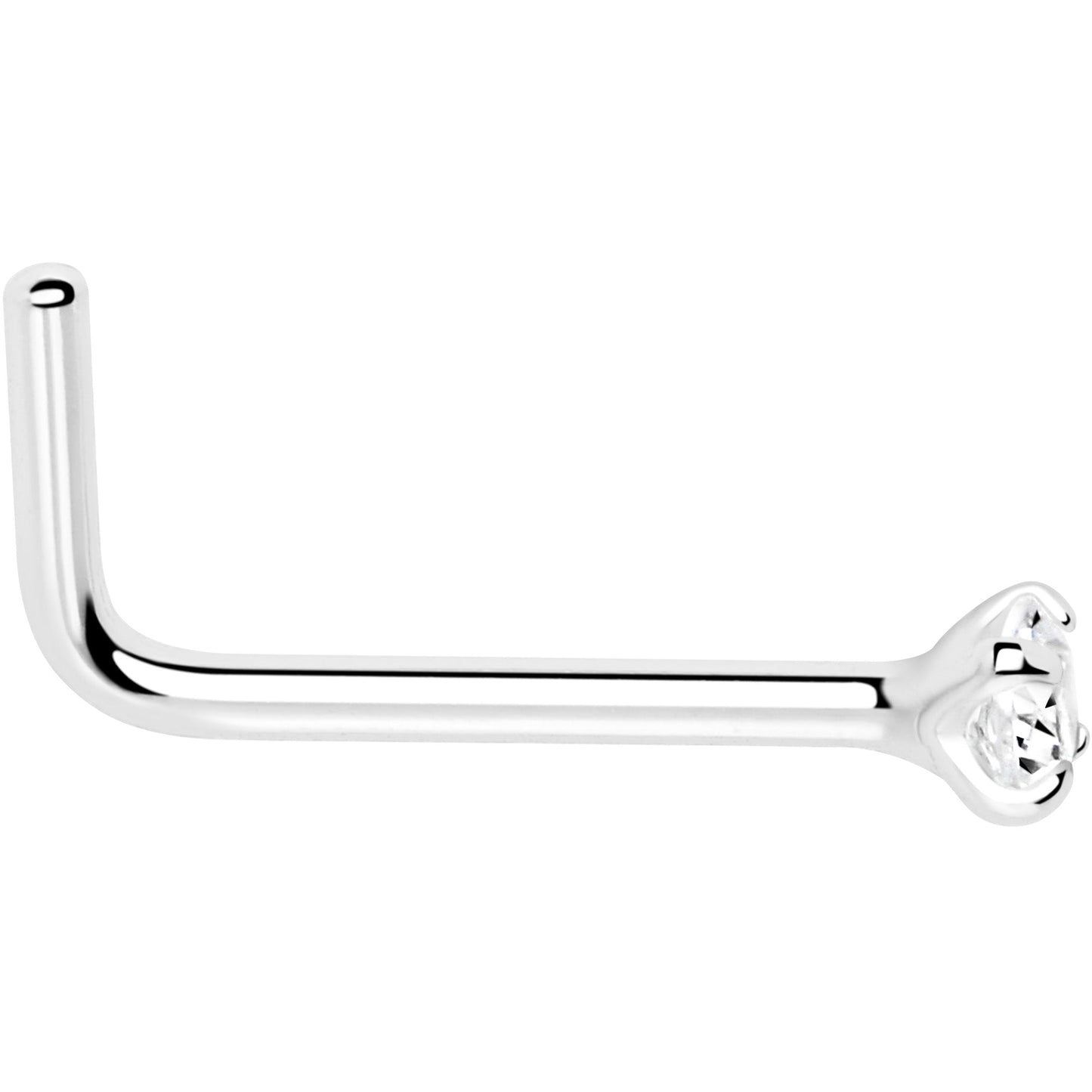 Gold Plated Sterling Silver CZ L-Shape Nose Ring
