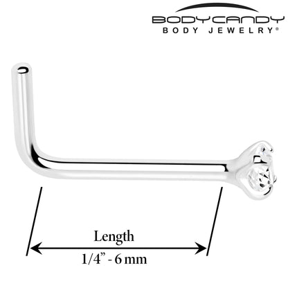 Gold Plated Sterling Silver CZ L-Shape Nose Ring