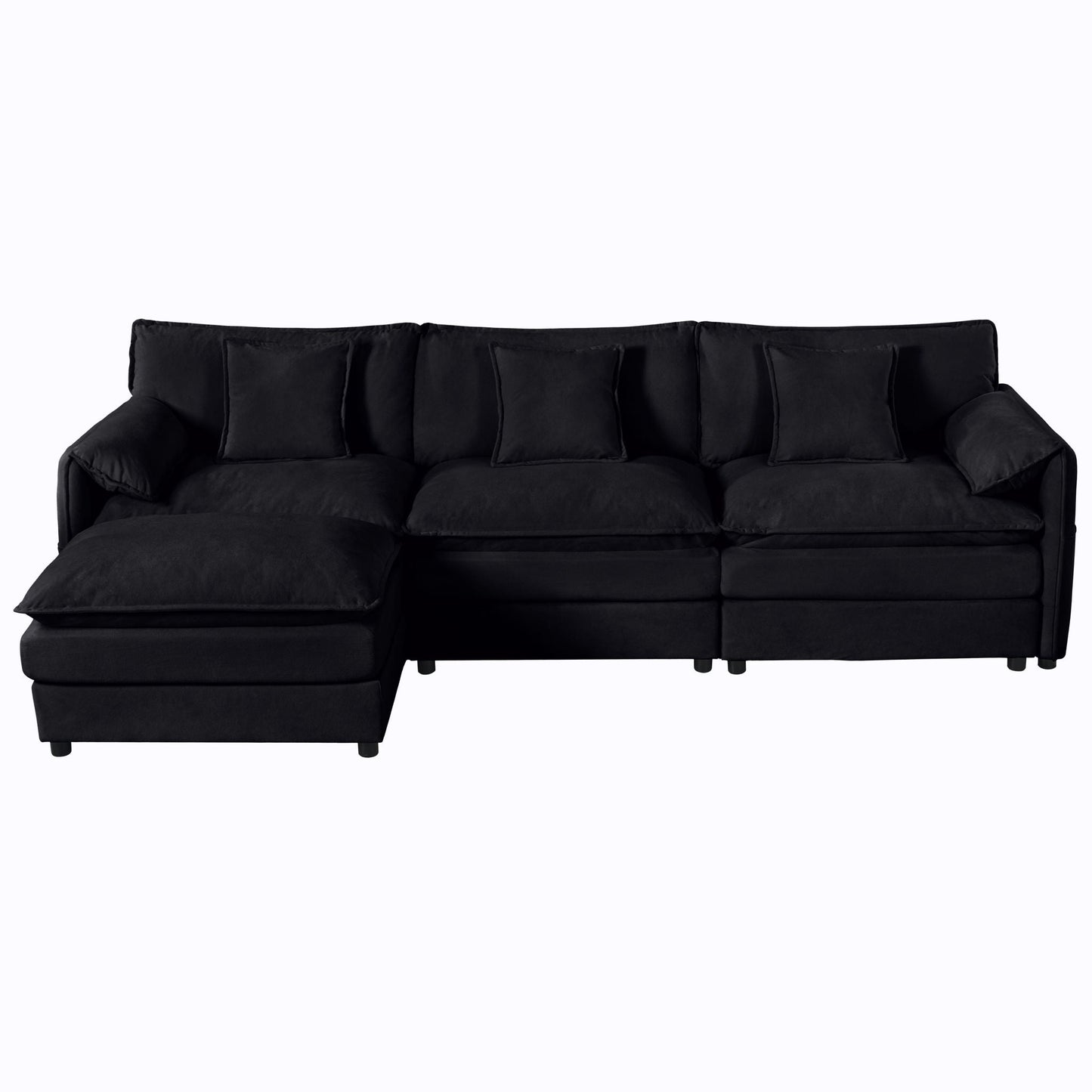 Deep Seat Modular Sectional Sofa Cloud Couch With Ottoman