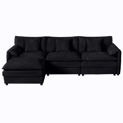 Deep Seat Modular Sectional Sofa Cloud Couch With Ottoman