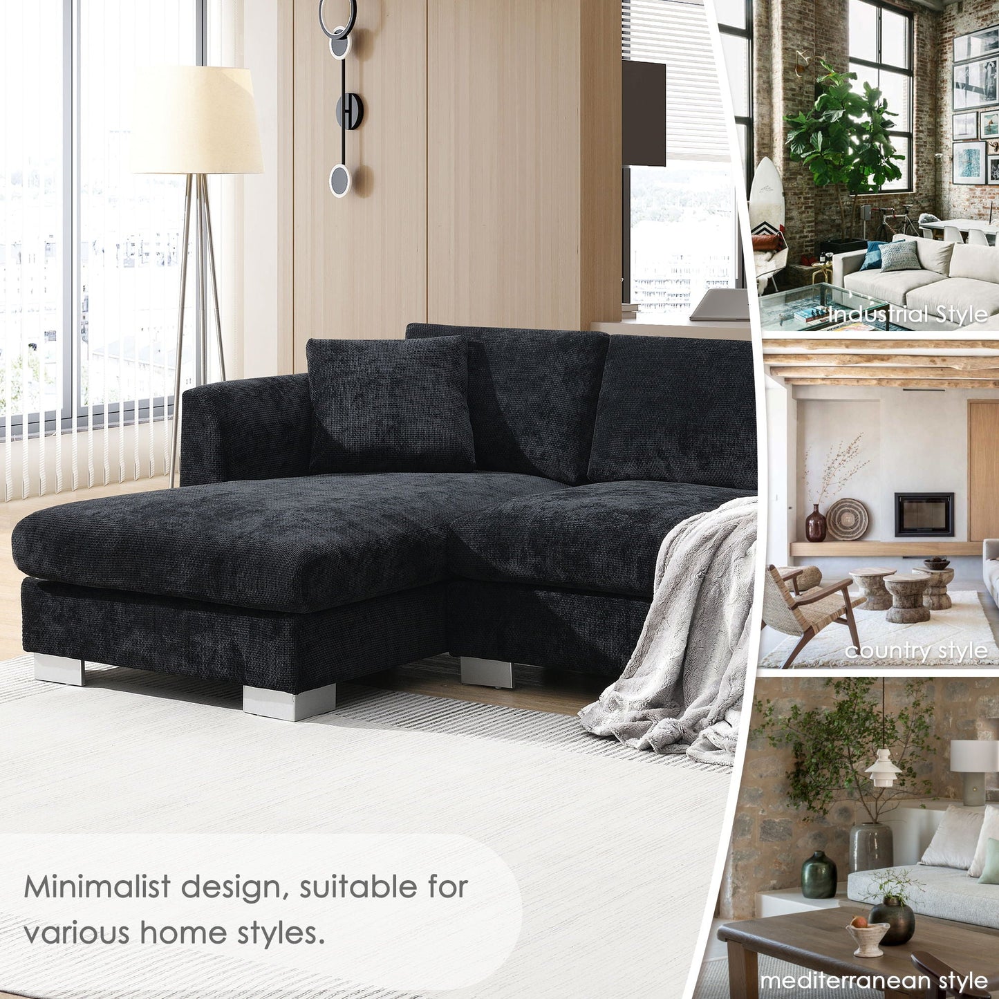 Modern Cloud Sectional Sofa L Shaped Luxury Couch Set