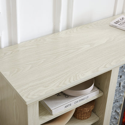 Mantel electric fireplace stone TV media stand