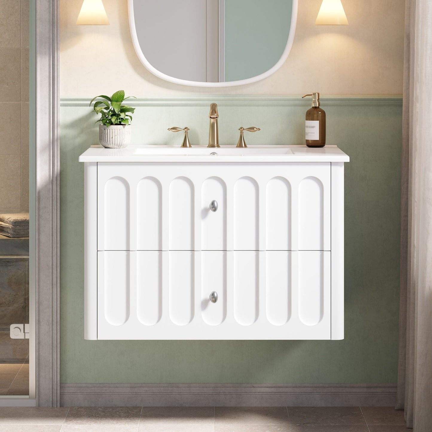 Floating Bathroom Vanity With Oval Knobs