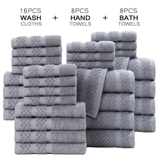 Gray Cotton Bath Towel Set