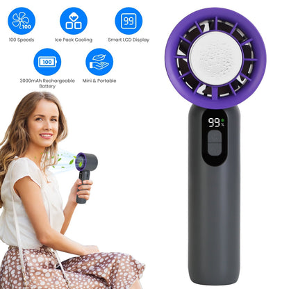 100 Speed Handheld Fan With Ice Cooler