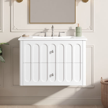 Floating Bathroom Vanity With Oval Knobs