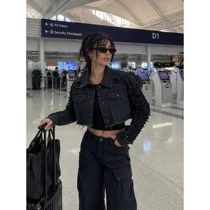 Women's Vintage Distressed Denim Jacket