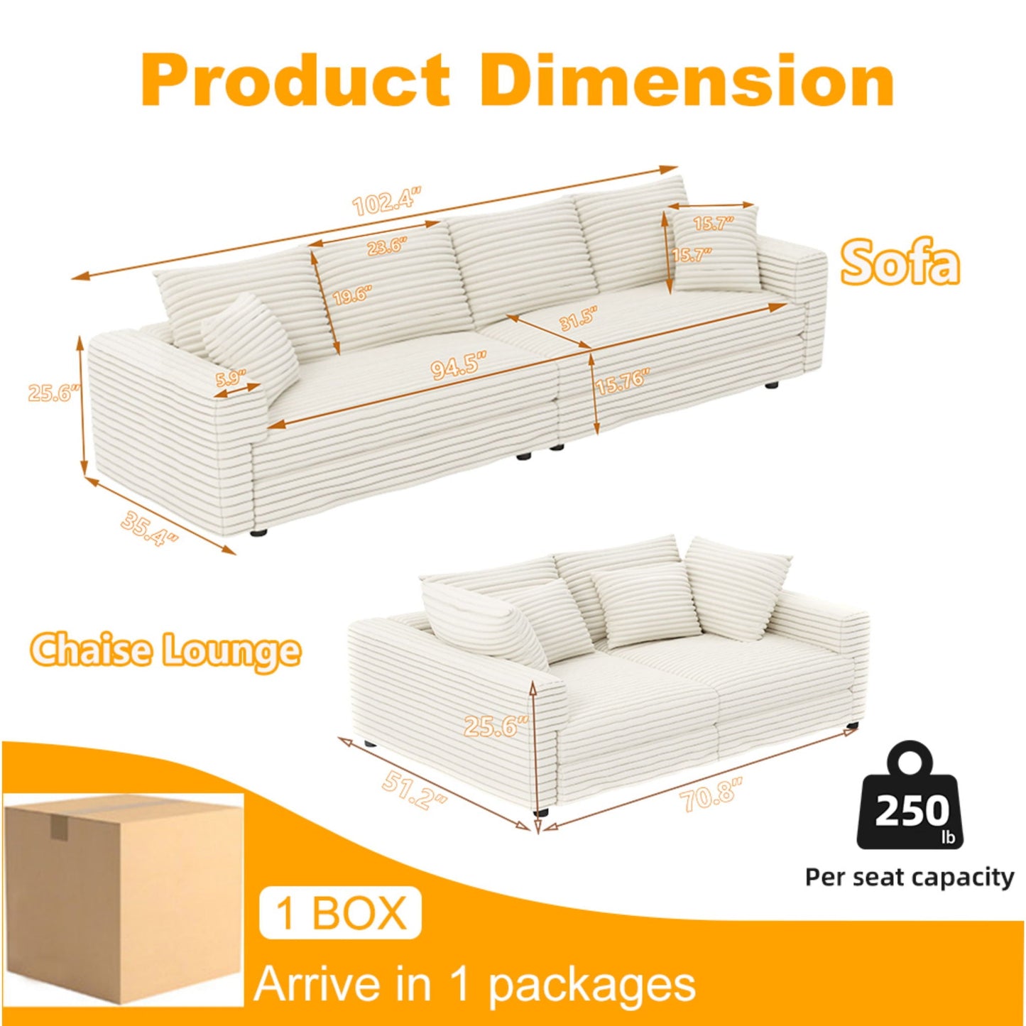 Modern Comfy Upholstered Sofa Cloud Couch