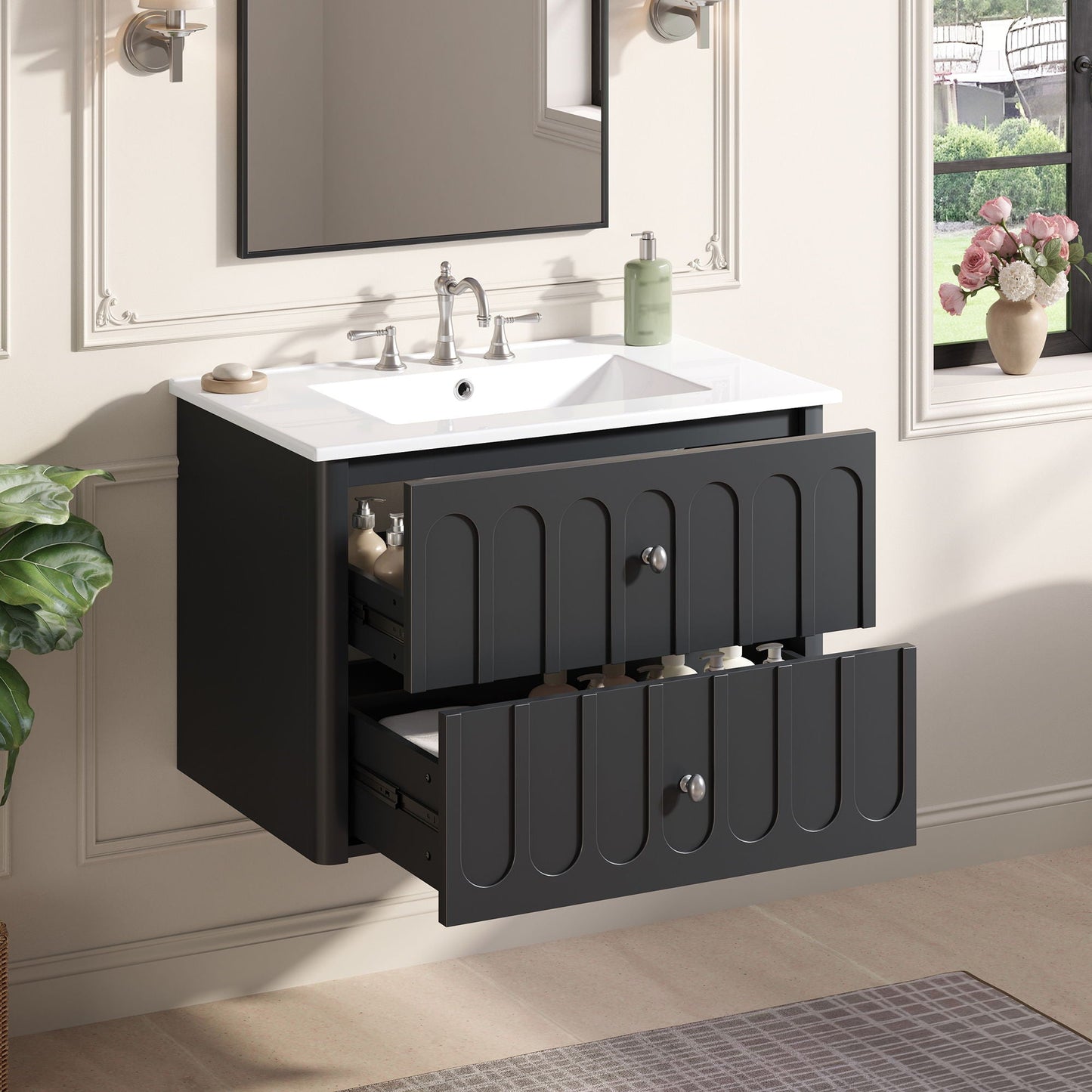 Floating Bathroom Vanity With Oval Knobs