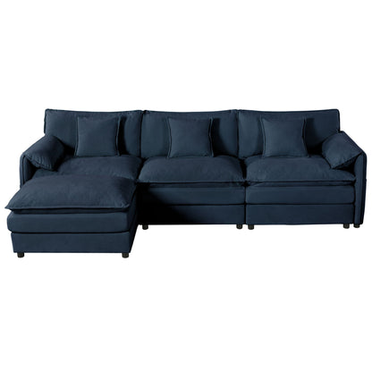 Deep Seat Modular Sectional Sofa Cloud Couch With Ottoman