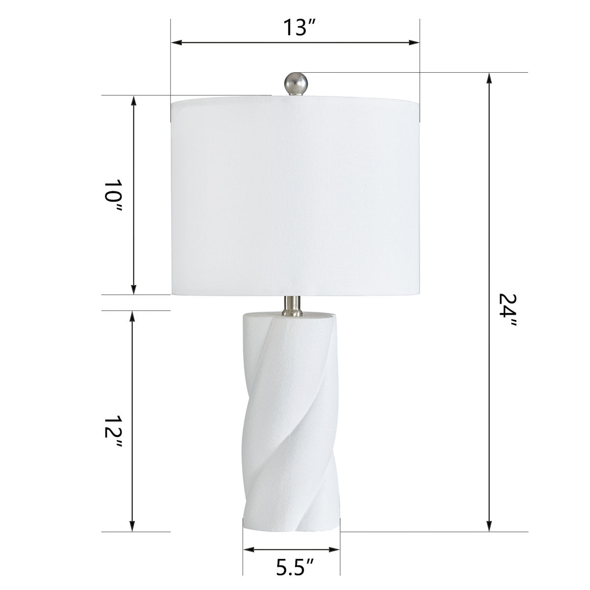 Modern Ceramic Table Lamp, White, Set of 2