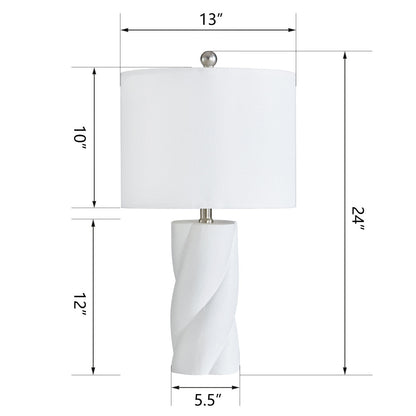 Modern Ceramic Table Lamp, White, Set of 2